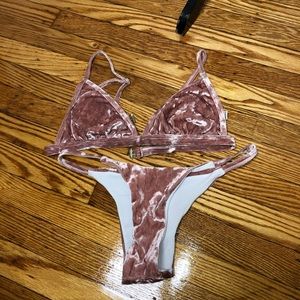 NWOT Pink Suede Lingerie Set